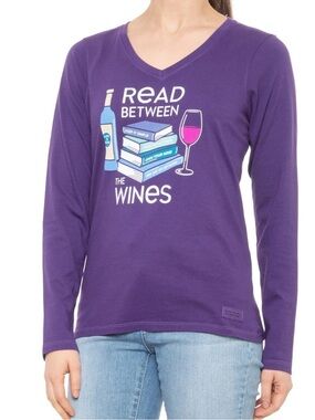 NWT LIFE IS GOOD ‘Read Between The Wines’ Long Sleeve ‘Crusher Tee’